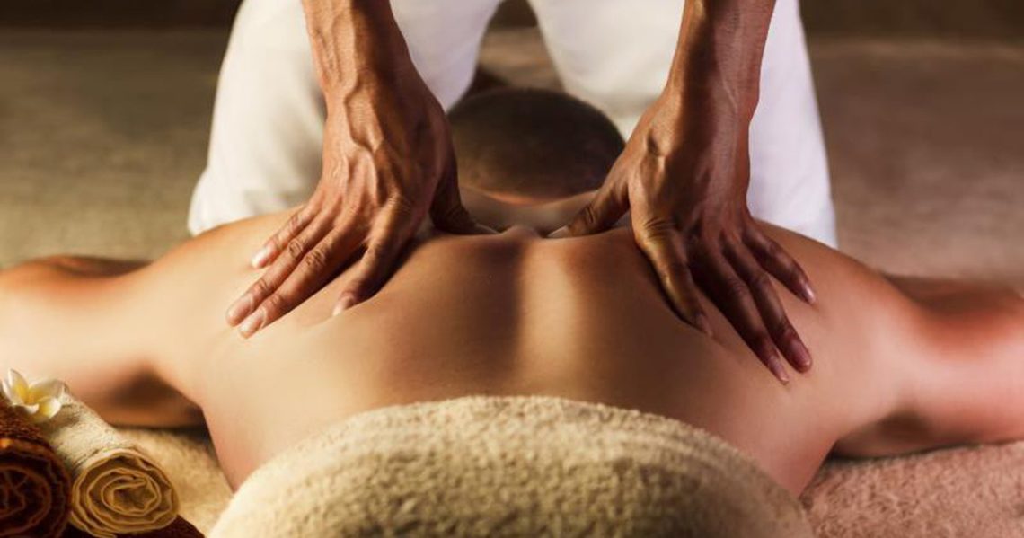 Man getting back and neck massage